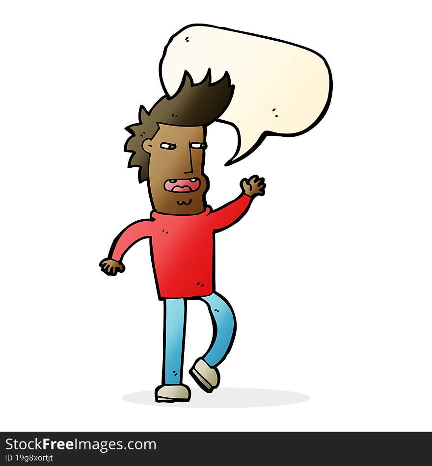 Cartoon Loudmouth Man With Speech Bubble