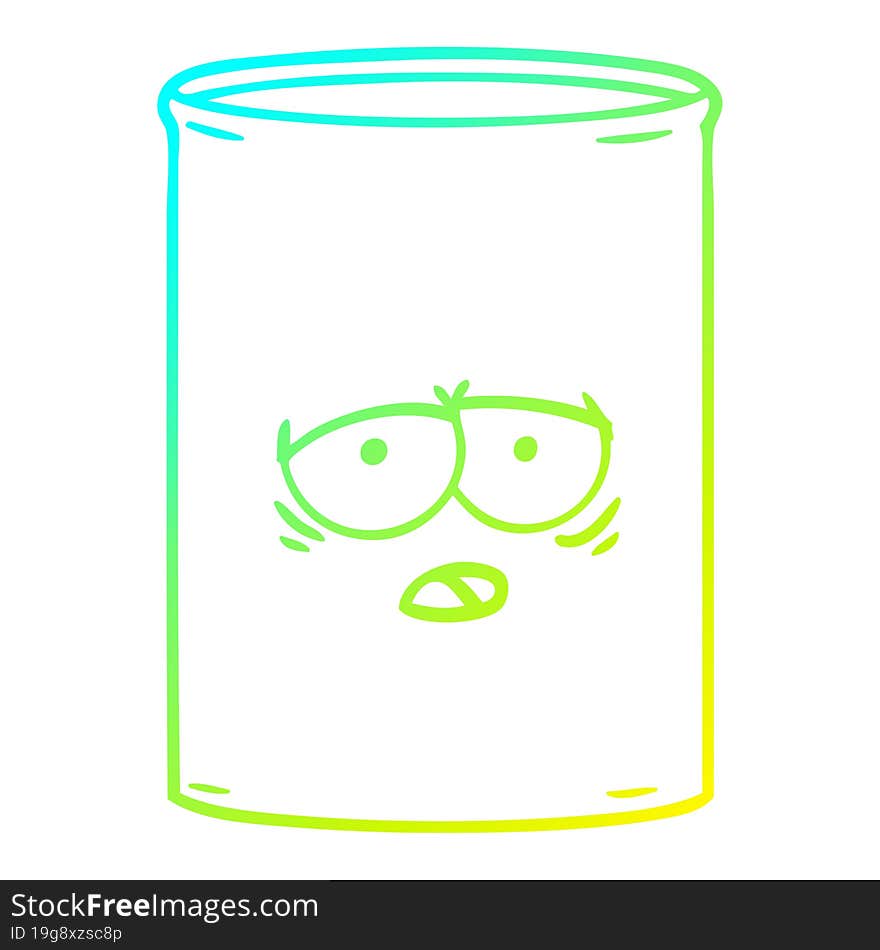 cold gradient line drawing of a cartoon oil drum