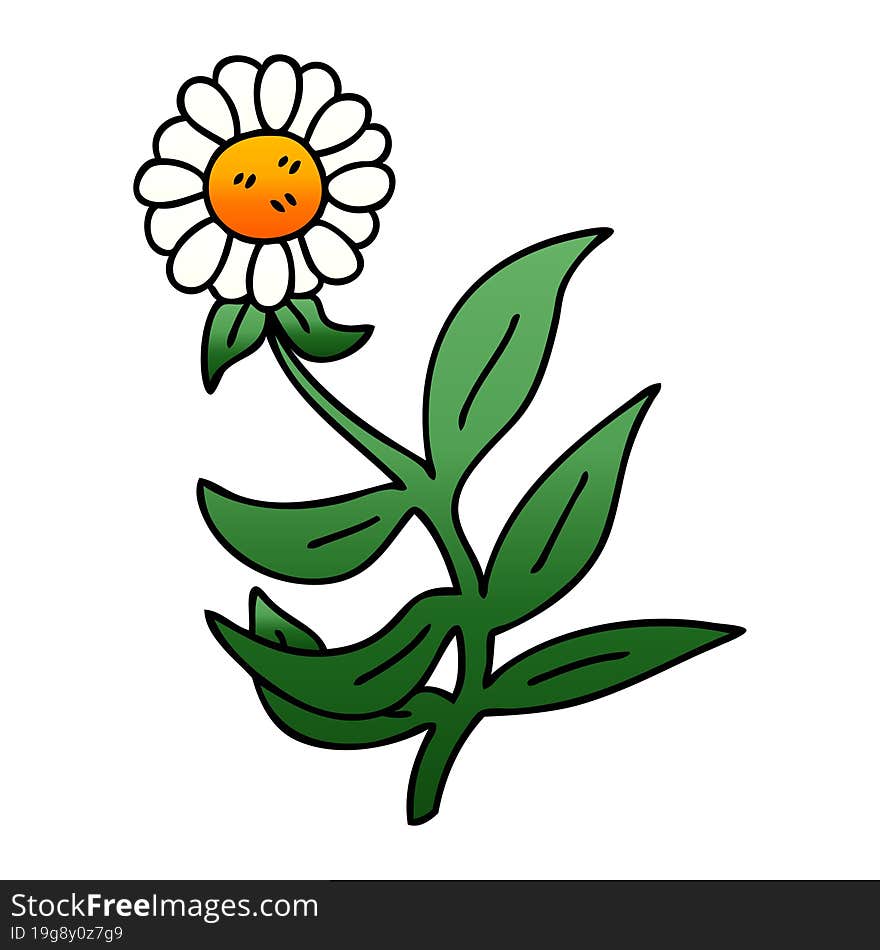 quirky gradient shaded cartoon daisy flower