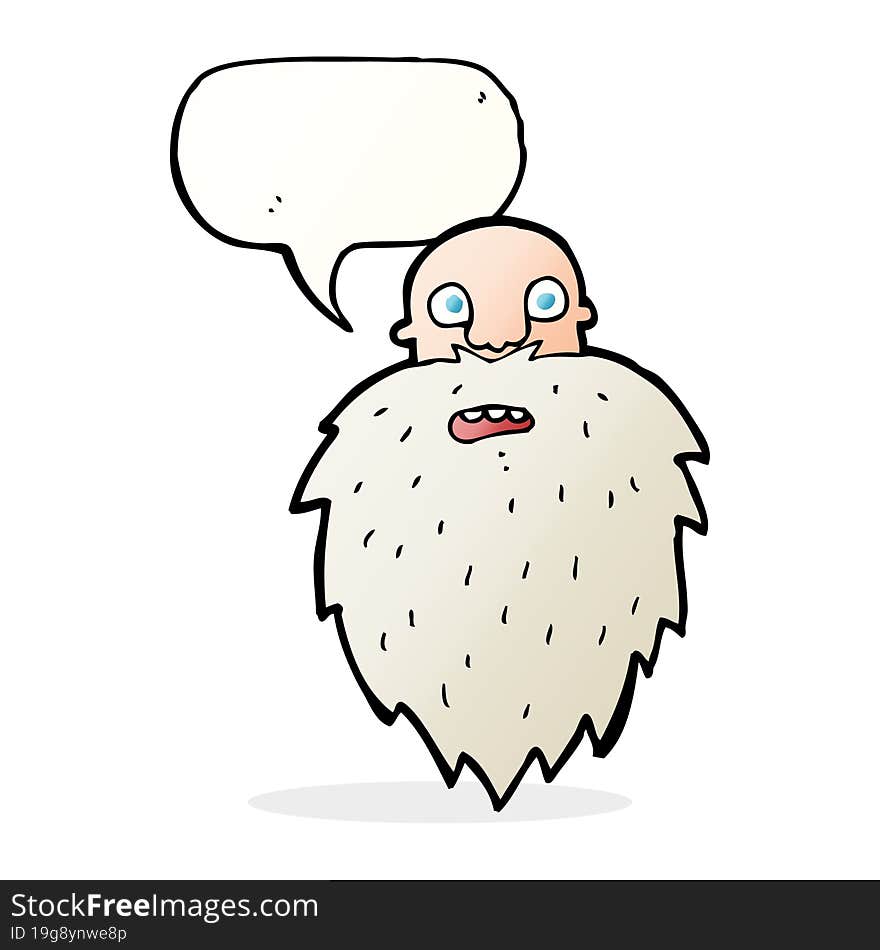 cartoon bearded man with speech bubble