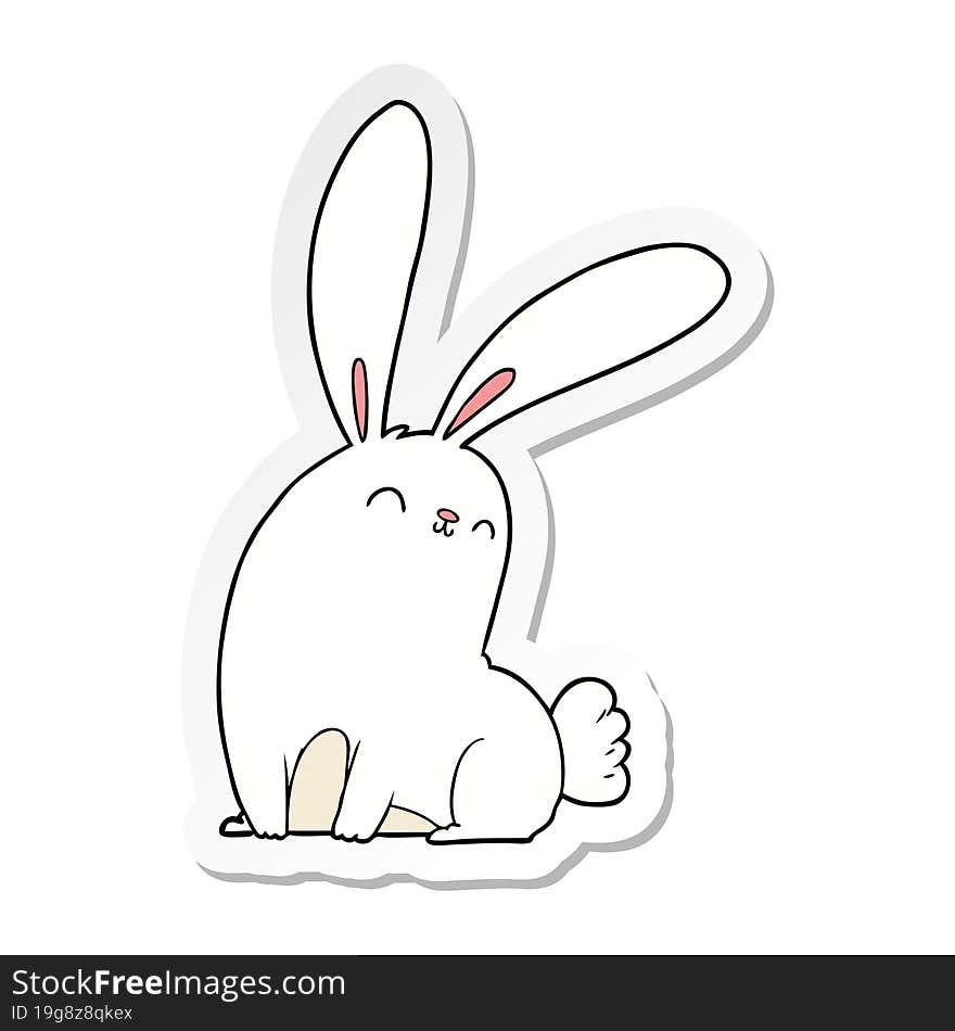 Sticker Of A Cute Cartoon Rabbit