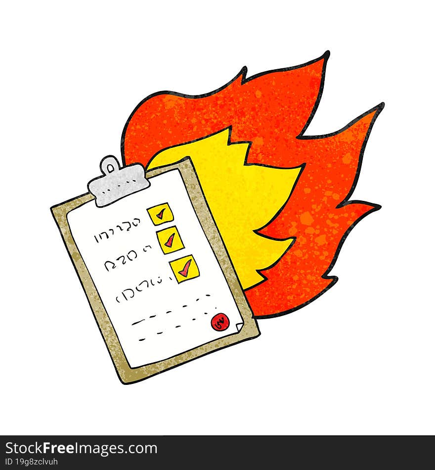 textured cartoon checklist burning