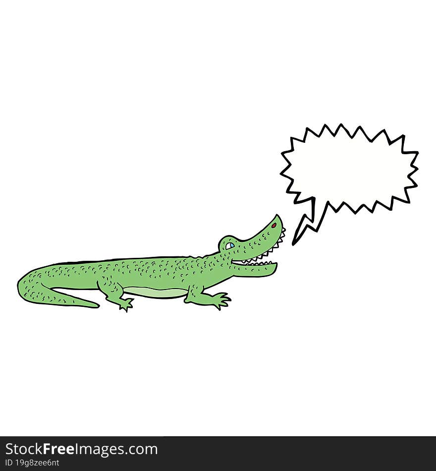 Cartoon Happy Crocodile With Speech Bubble