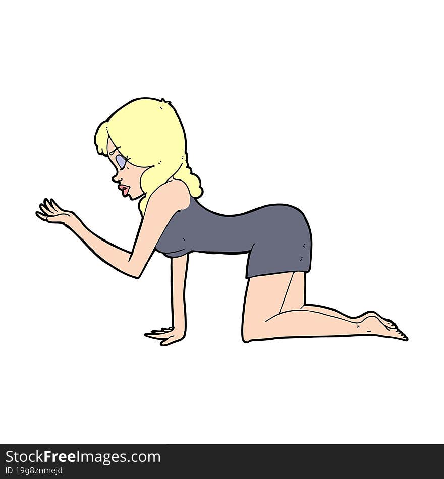 cartoon woman on all fours