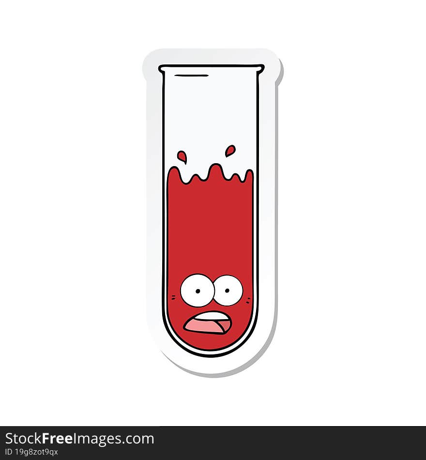 sticker of a cartoon test tube