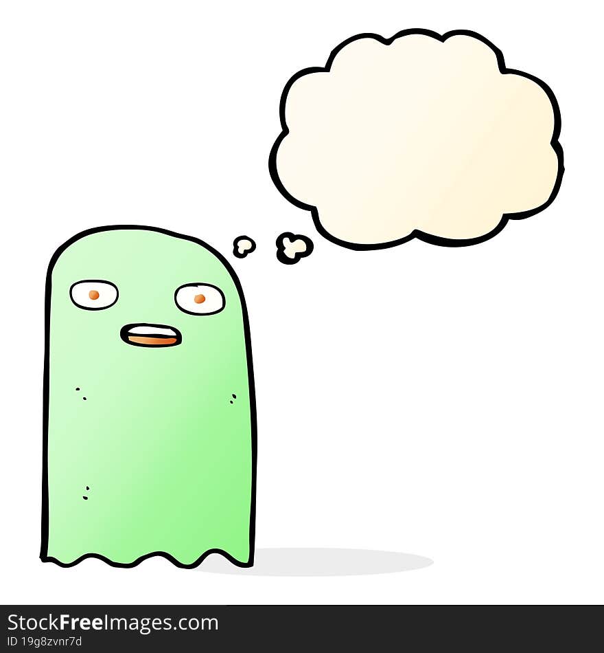 Funny Cartoon Ghost With Thought Bubble