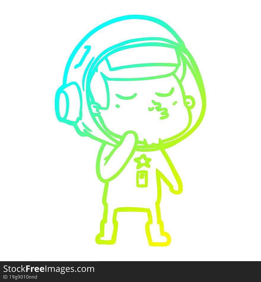 cold gradient line drawing cartoon confident astronaut