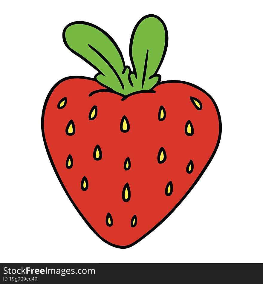 Cartoon Doodle Of A Fresh Strawberry