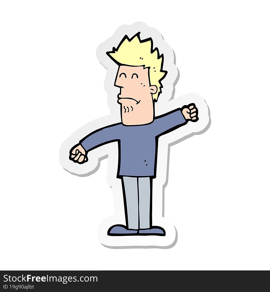 Sticker Of A Cartoon Stressed Man