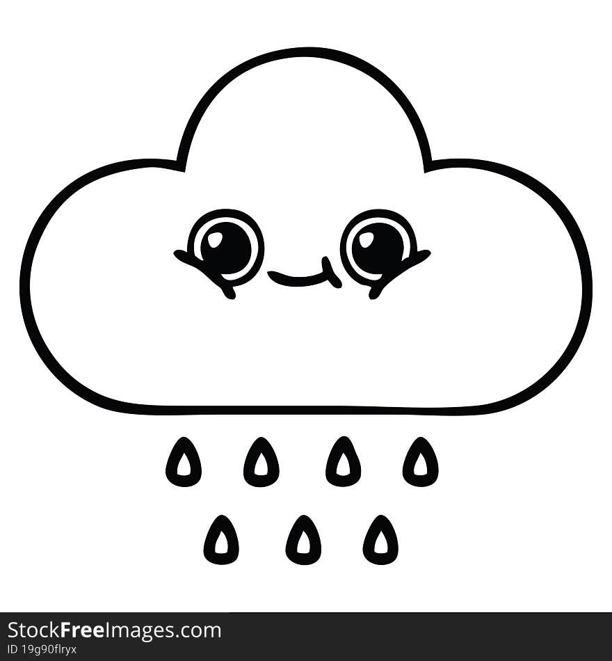 line drawing cartoon of a rain cloud