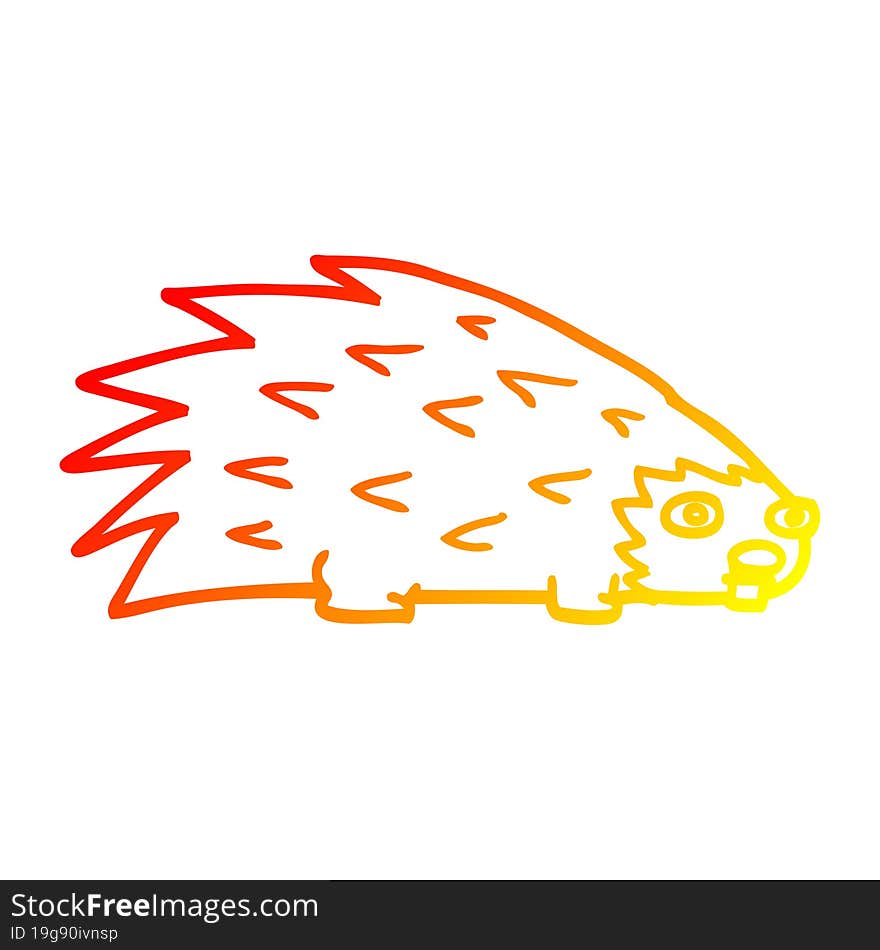 warm gradient line drawing cartoon spiky hedgehog