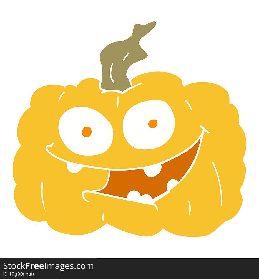 Flat Color Illustration Of A Cartoon Pumpkin