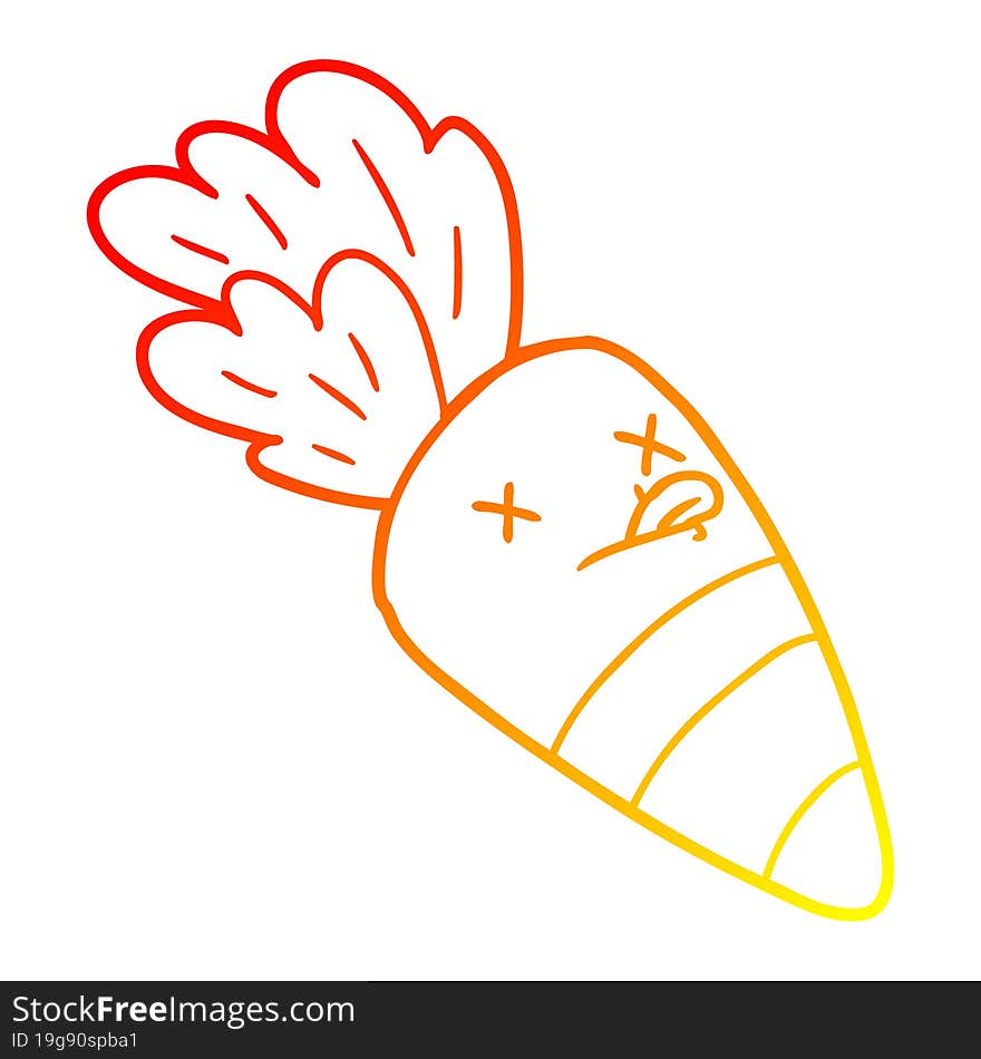 Warm Gradient Line Drawing Cartoon Dead Carrot