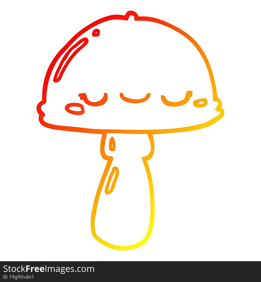 warm gradient line drawing of a cartoon mushroom