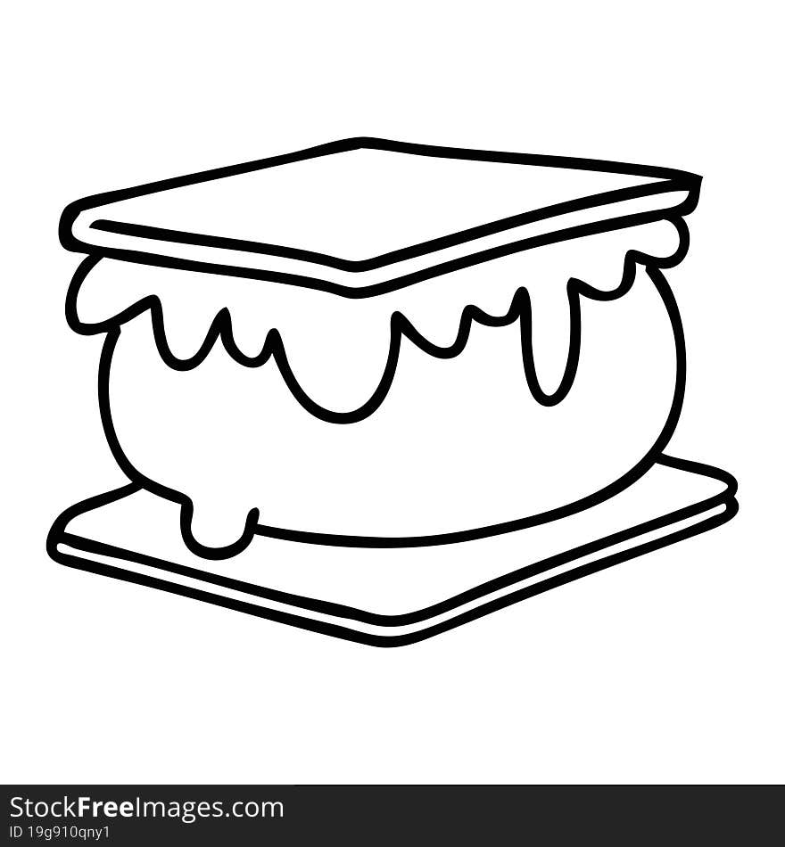 line doodle of a marshmallow smore