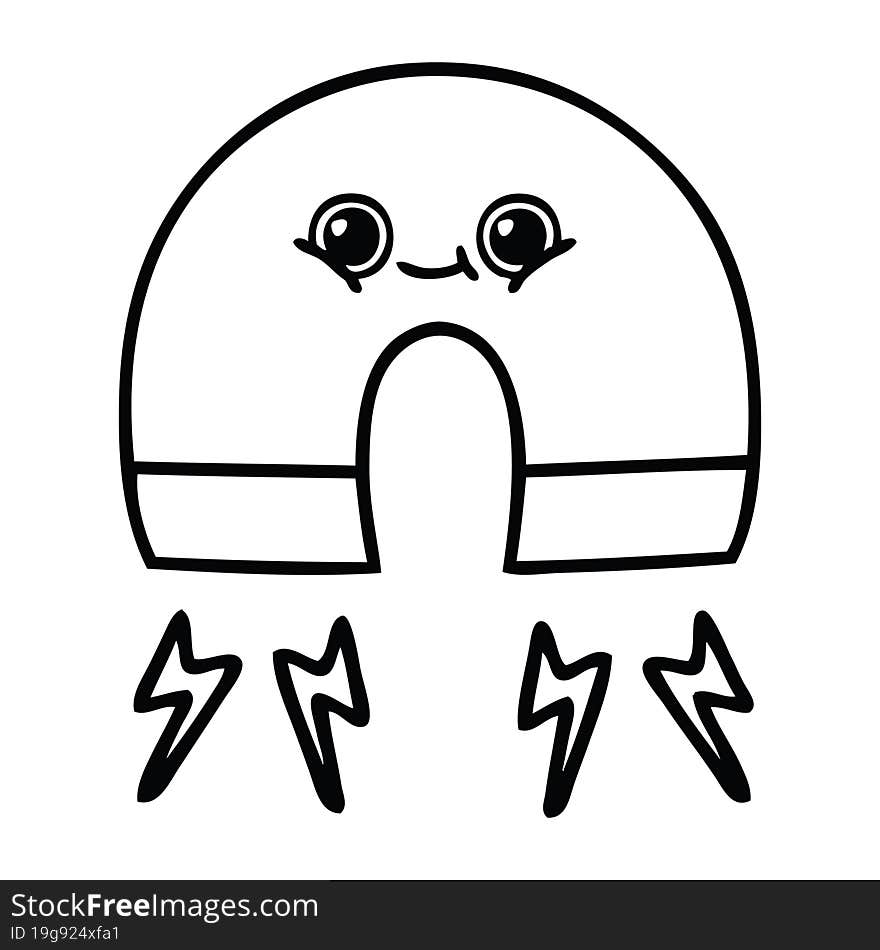 line drawing cartoon of a magnet. line drawing cartoon of a magnet