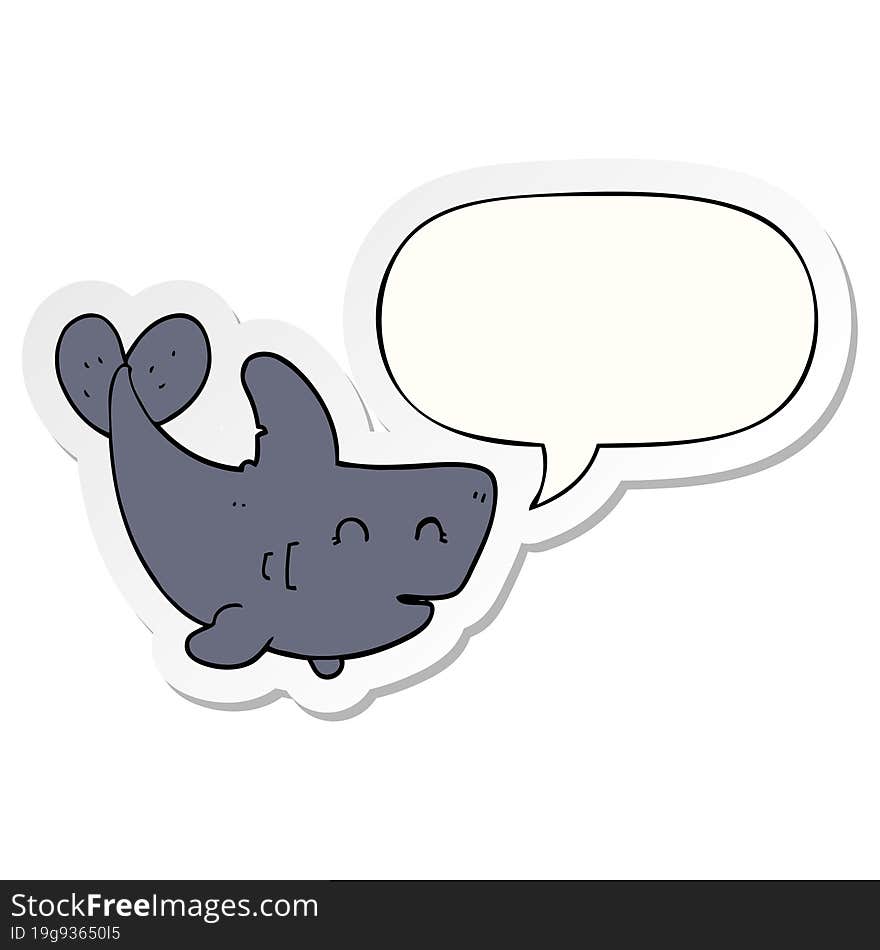 Cartoon Shark And Speech Bubble Sticker