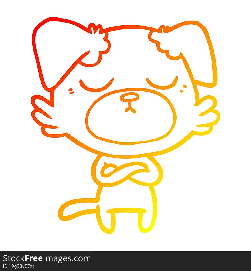 Warm Gradient Line Drawing Cute Cartoon Dog