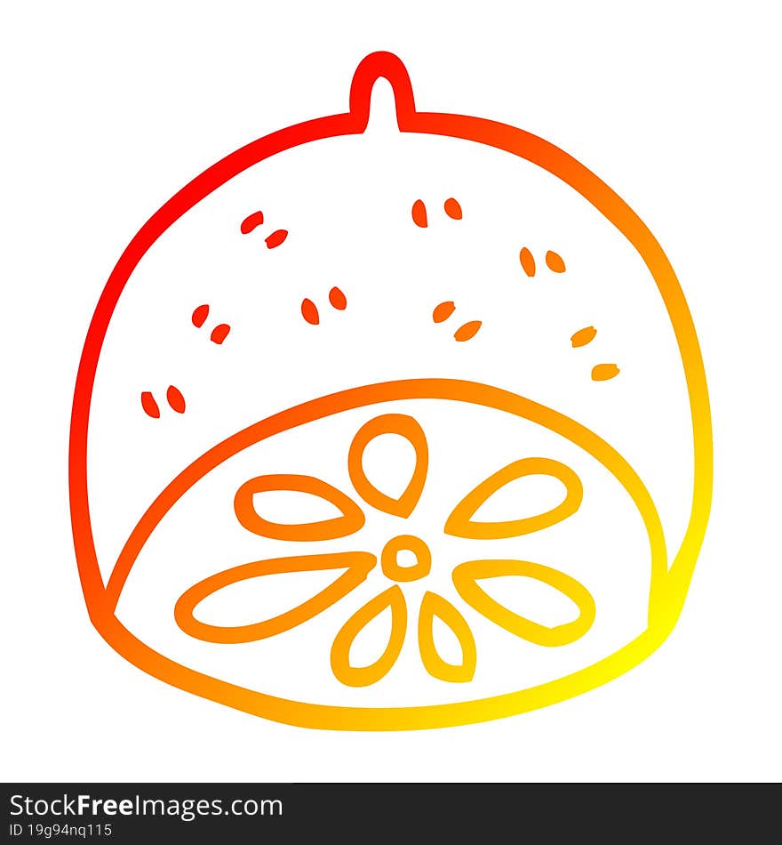 warm gradient line drawing cartoon lemon fruit