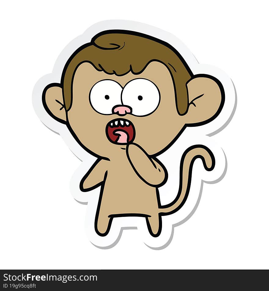 sticker of a cartoon shocked monkey