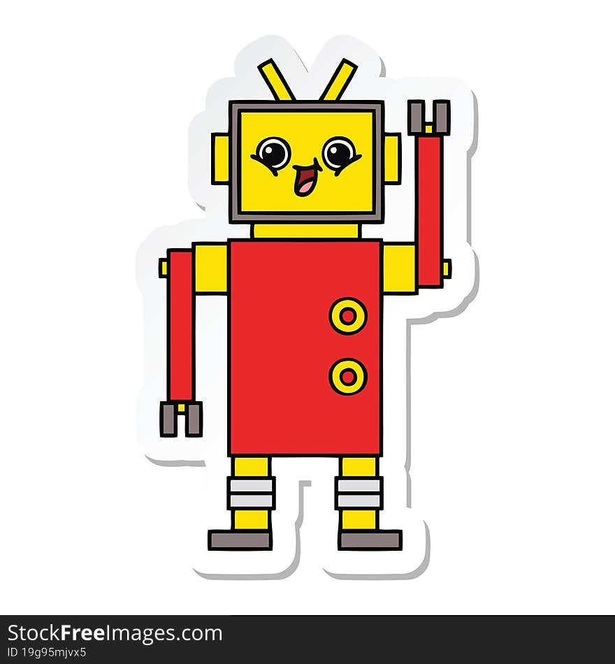 sticker of a cute cartoon robot