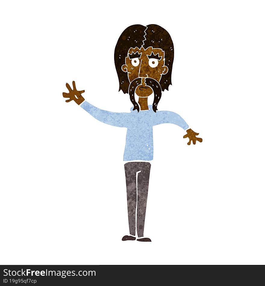 Cartoon Waving Man With Mustache