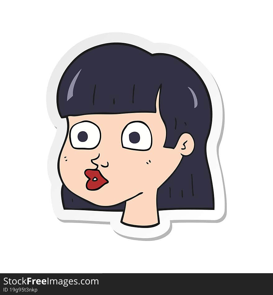 Sticker Of A Cartoon Female Face