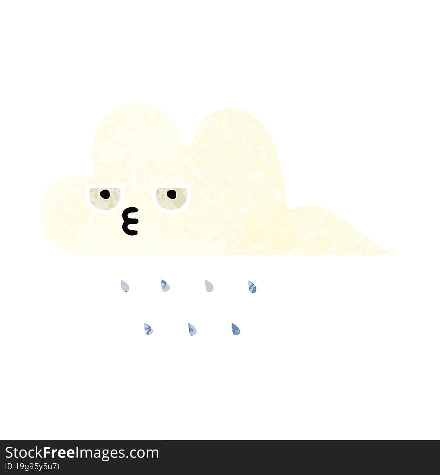 retro illustration style cartoon of a rain cloud