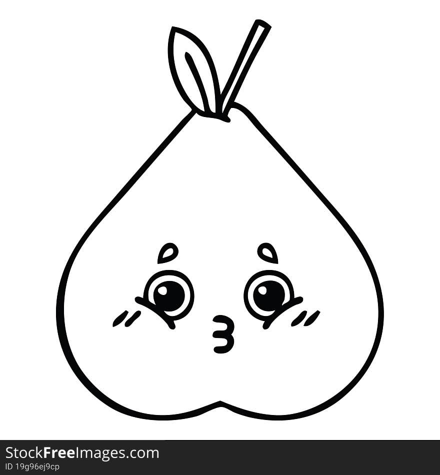 line drawing cartoon green pear