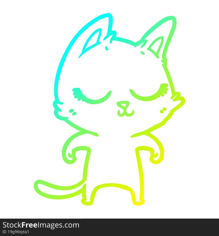 cold gradient line drawing calm cartoon cat