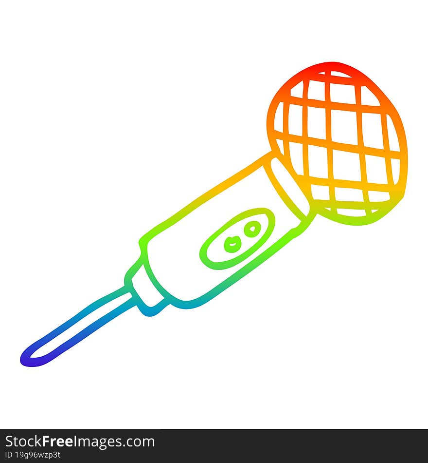 rainbow gradient line drawing cartoon microphone