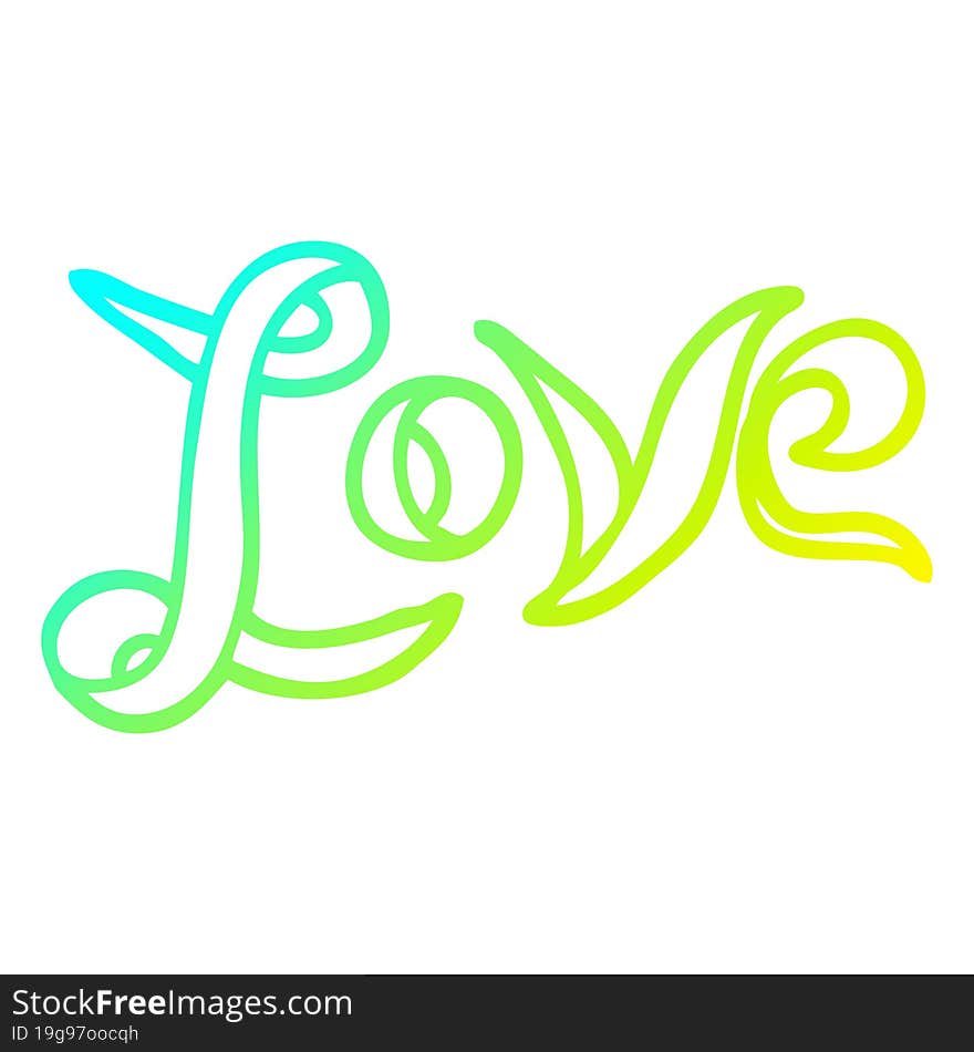 cold gradient line drawing of a cartoon love banner