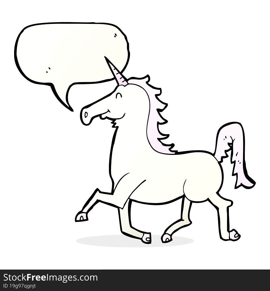 cartoon unicorn with speech bubble