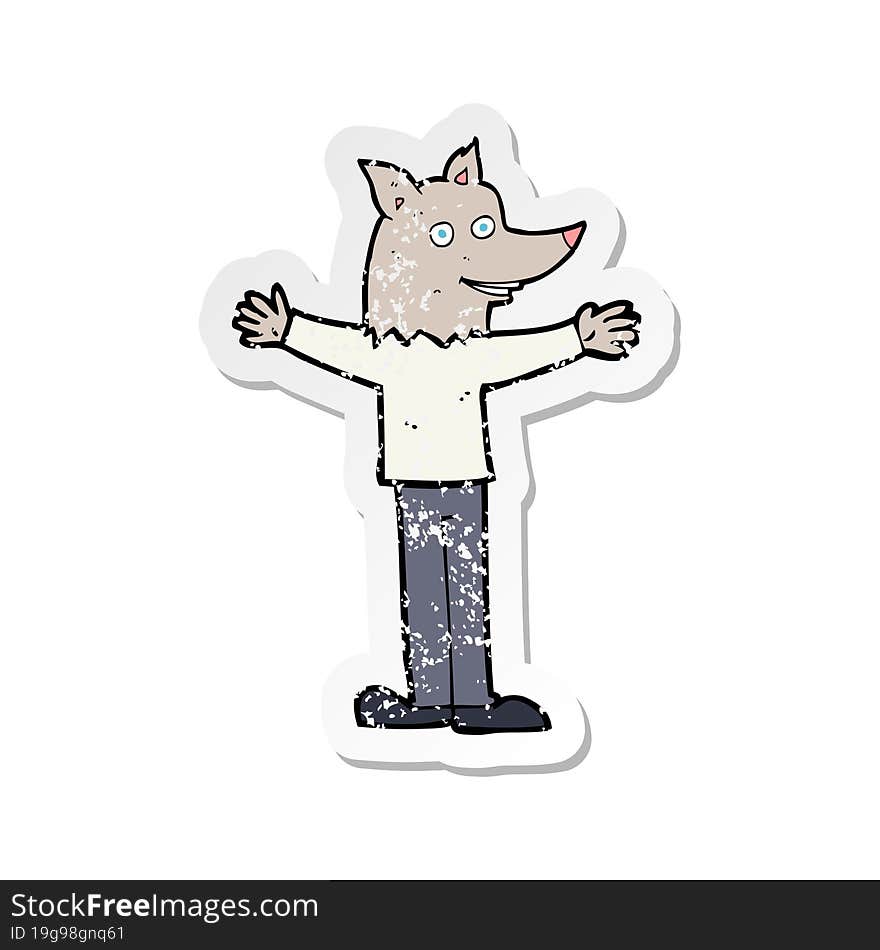 retro distressed sticker of a cartoon werewolf