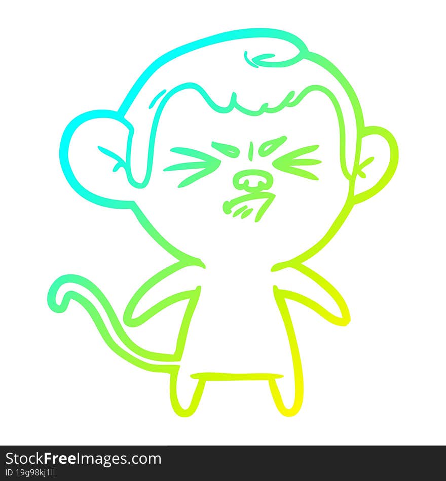 cold gradient line drawing cartoon angry monkey