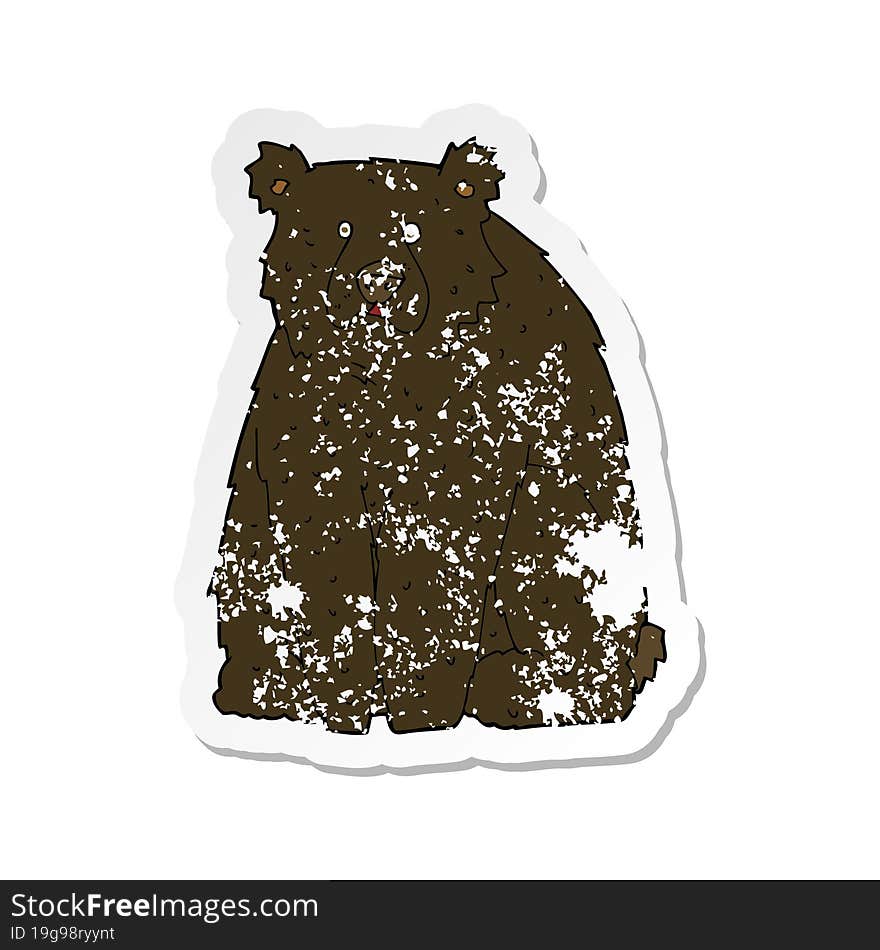 retro distressed sticker of a cartoon funny black bear