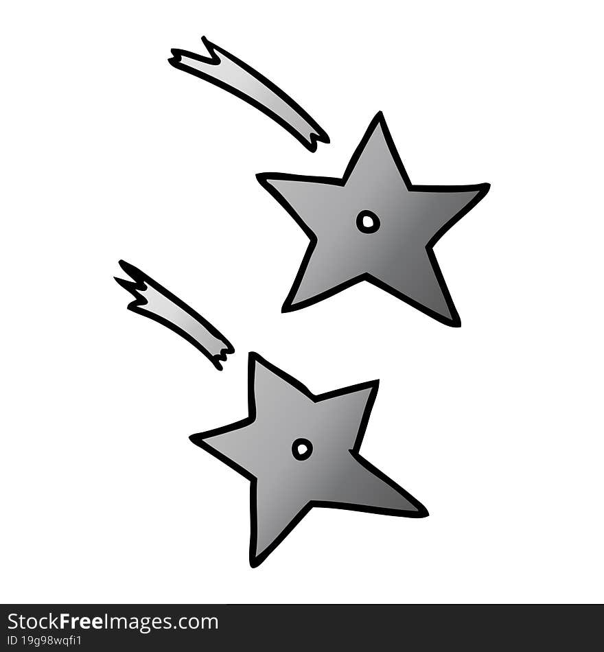 gradient cartoon doodle of ninja throwing stars