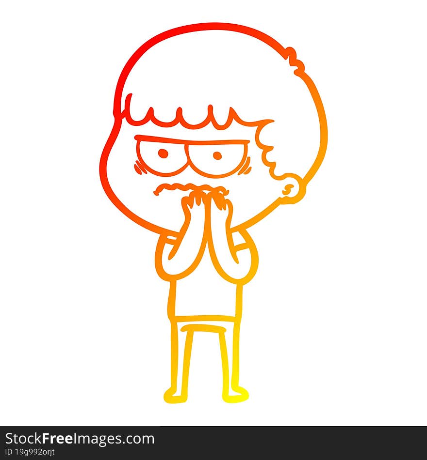 Warm Gradient Line Drawing Cartoon Annoyed Man