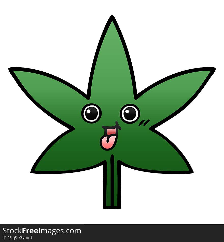 Gradient Shaded Cartoon Marijuana Leaf