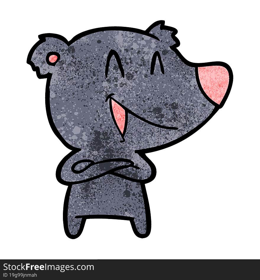 laughing bear with crossed arms cartoon. laughing bear with crossed arms cartoon