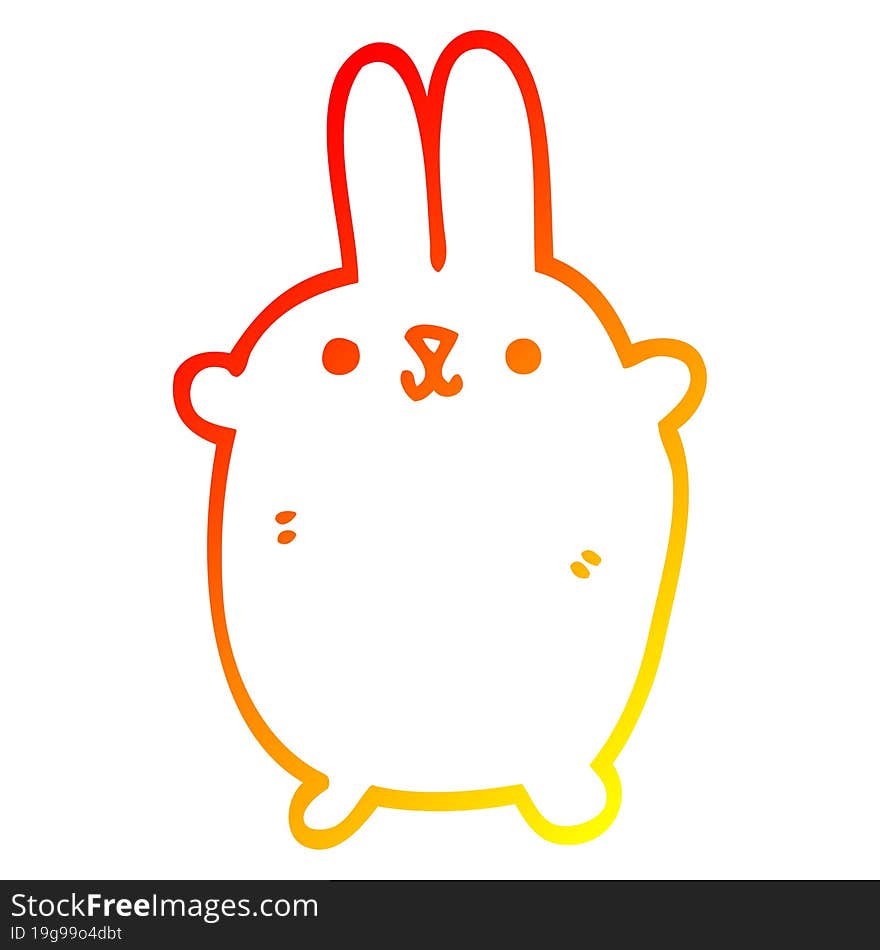 warm gradient line drawing of a cartoon rabbit