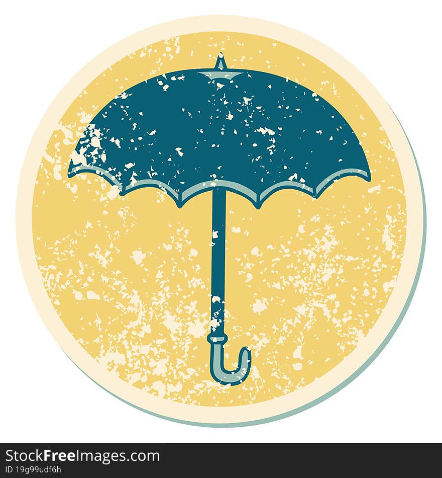 distressed sticker tattoo style icon of an umbrella