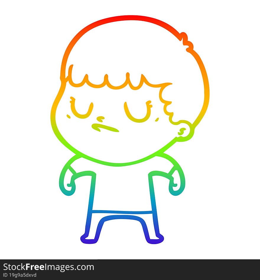 rainbow gradient line drawing cartoon grumpy boy