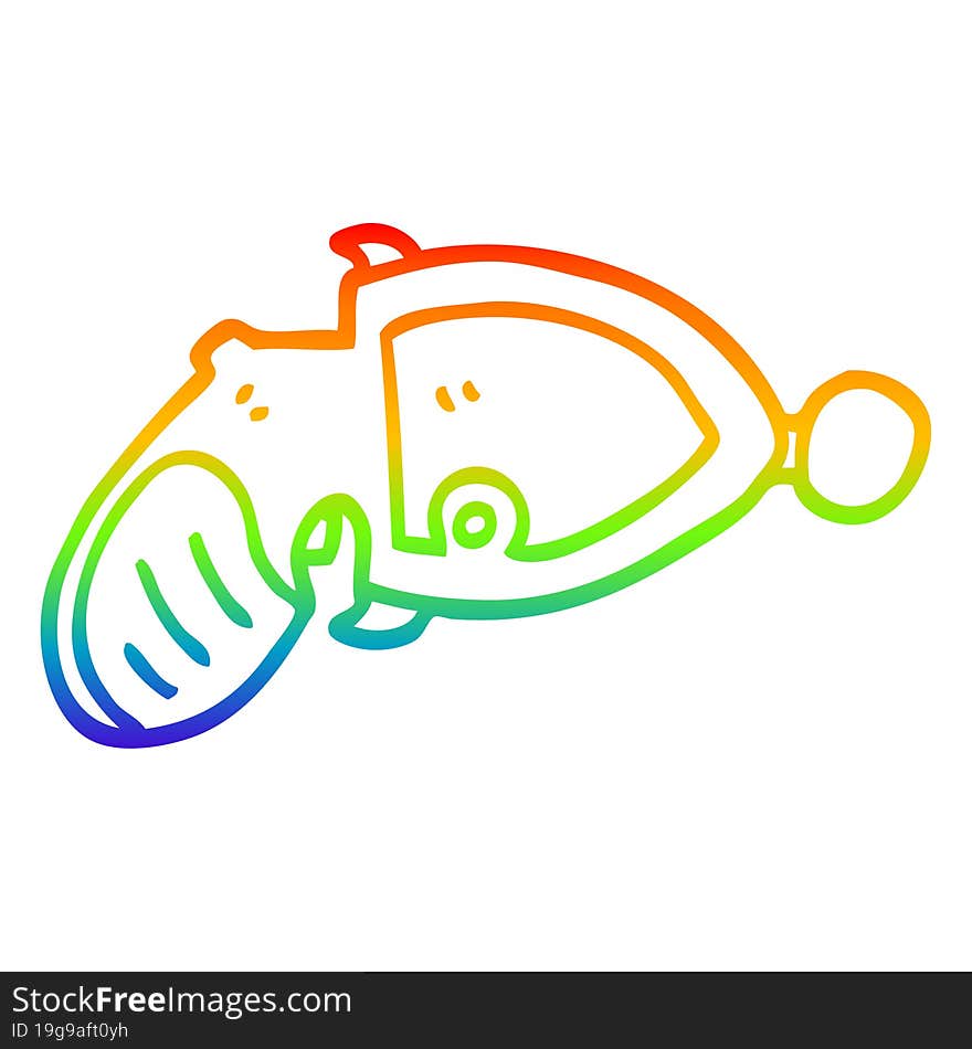 rainbow gradient line drawing cartoon ray gun