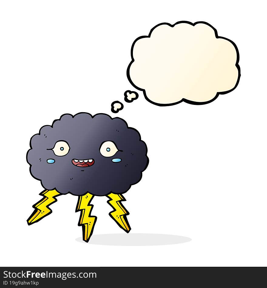 Happy Cartoon Rain Cloud With Thought Bubble