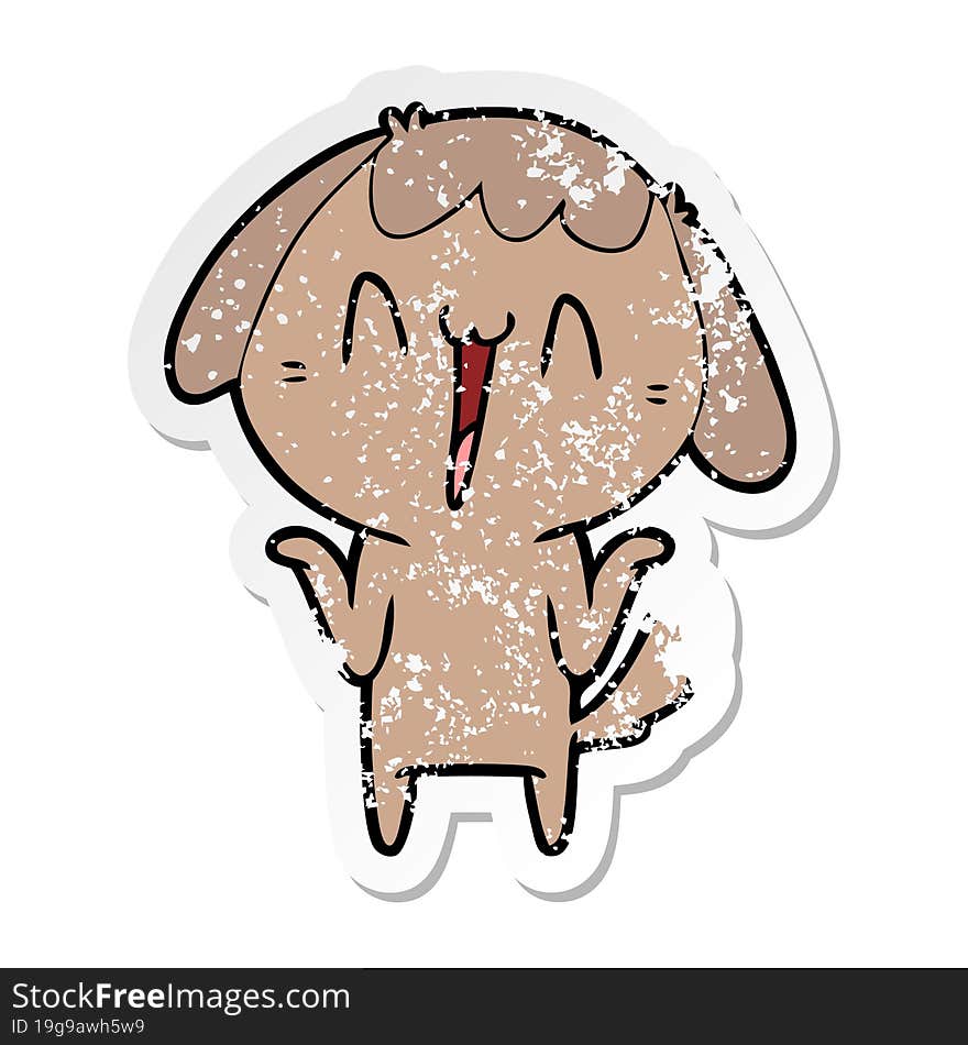 distressed sticker of a cute cartoon dog