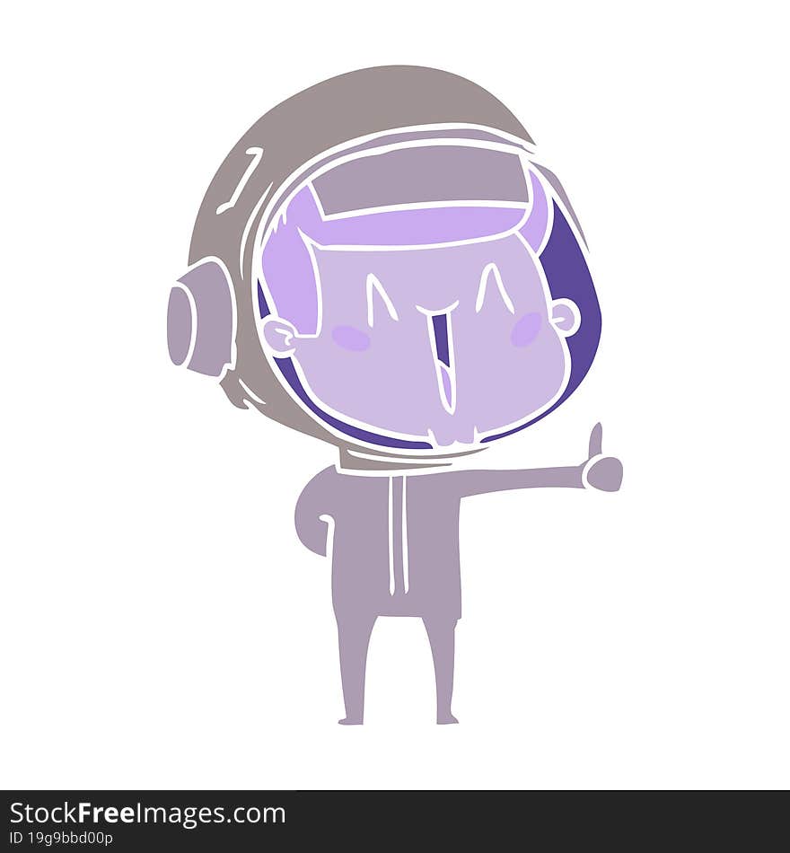 happy flat color style cartoon astronaut