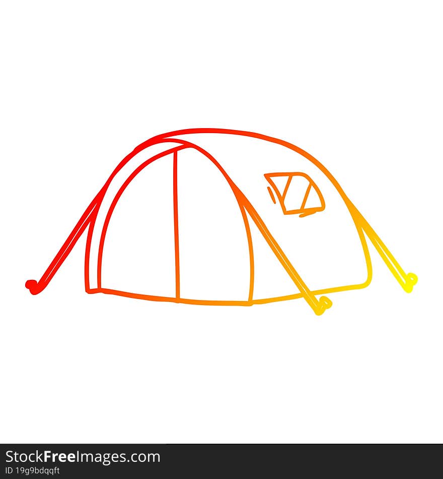 warm gradient line drawing cartoon tent