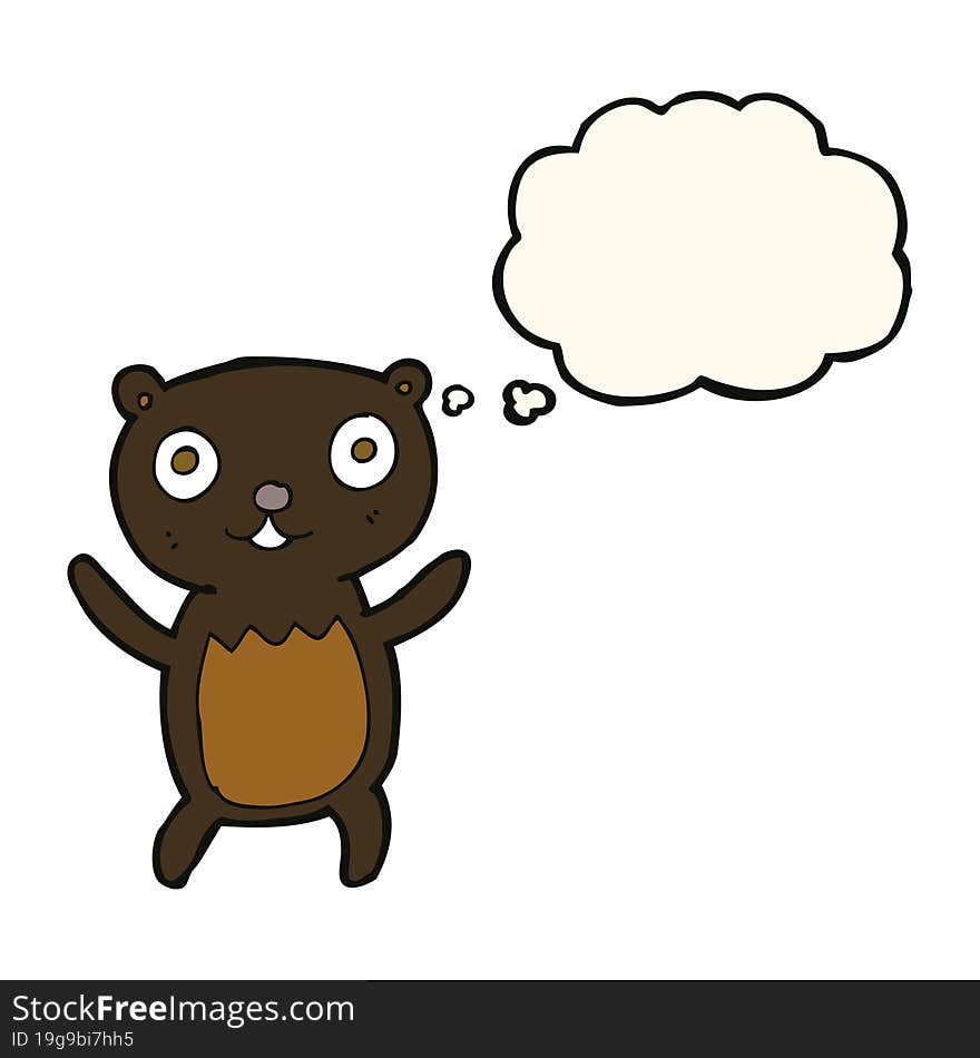 cartoon black bear cub with thought bubble