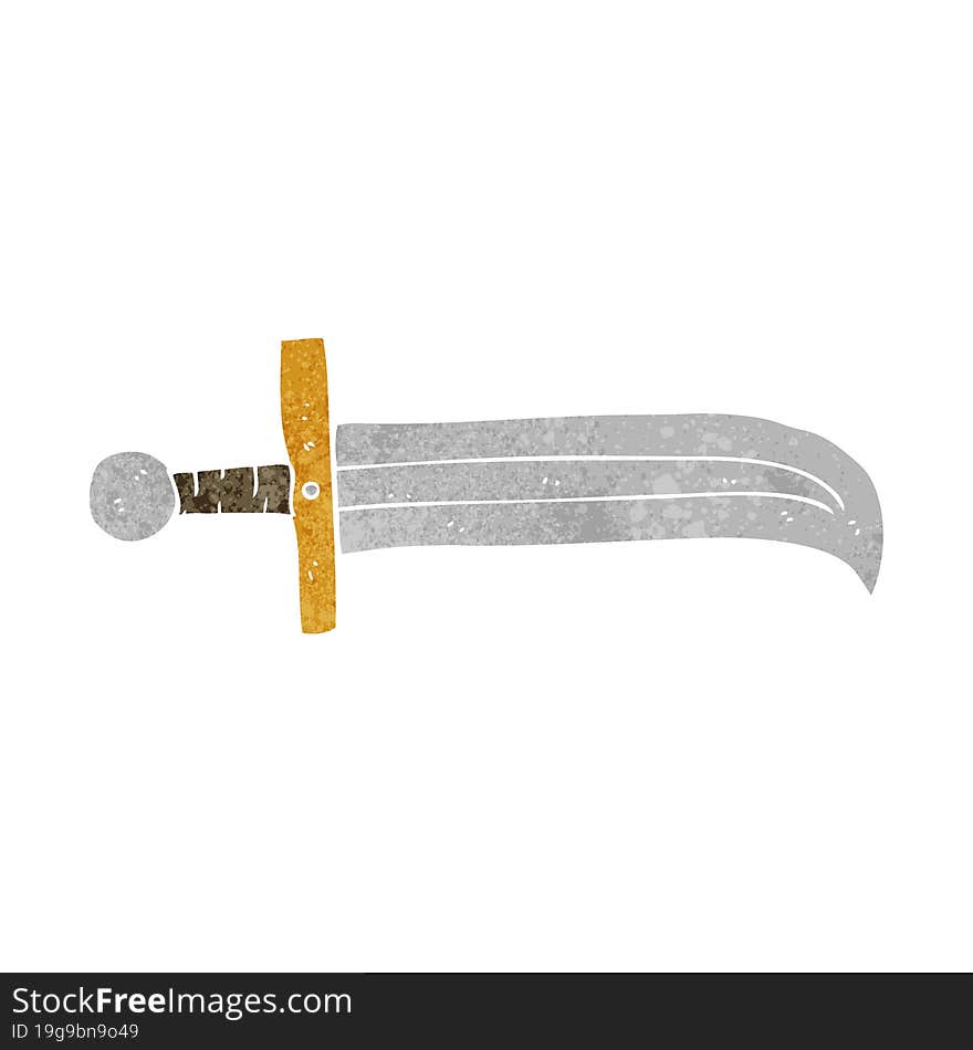 freehand retro cartoon sword